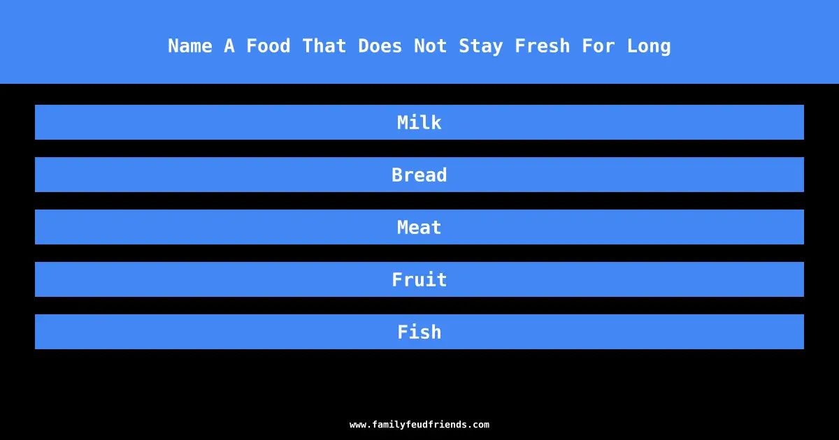 Name A Food That Does Not Stay Fresh For Long answer