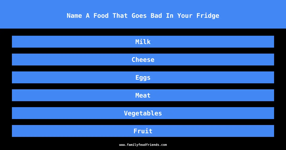 Name A Food That Goes Bad In Your Fridge answer