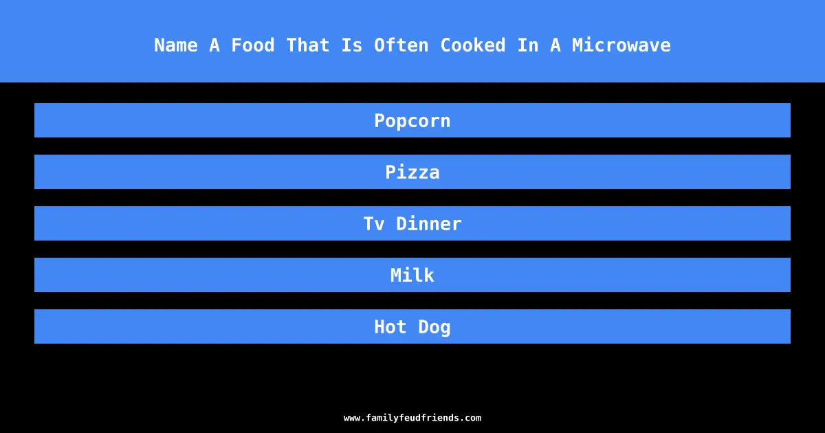 Name A Food That Is Often Cooked In A Microwave answer