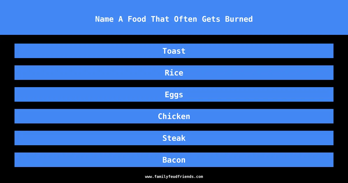 Name A Food That Often Gets Burned answer