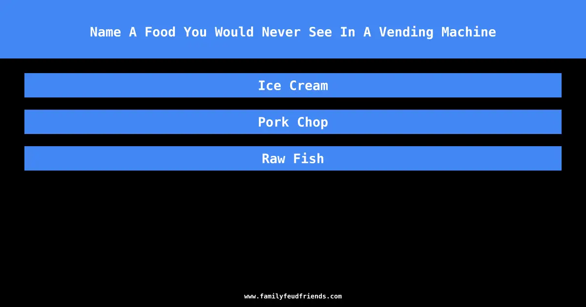 Name A Food You Would Never See In A Vending Machine answer