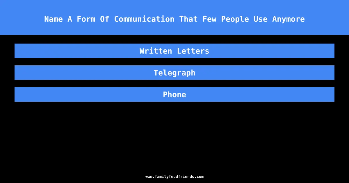 Name A Form Of Communication That Few People Use Anymore answer