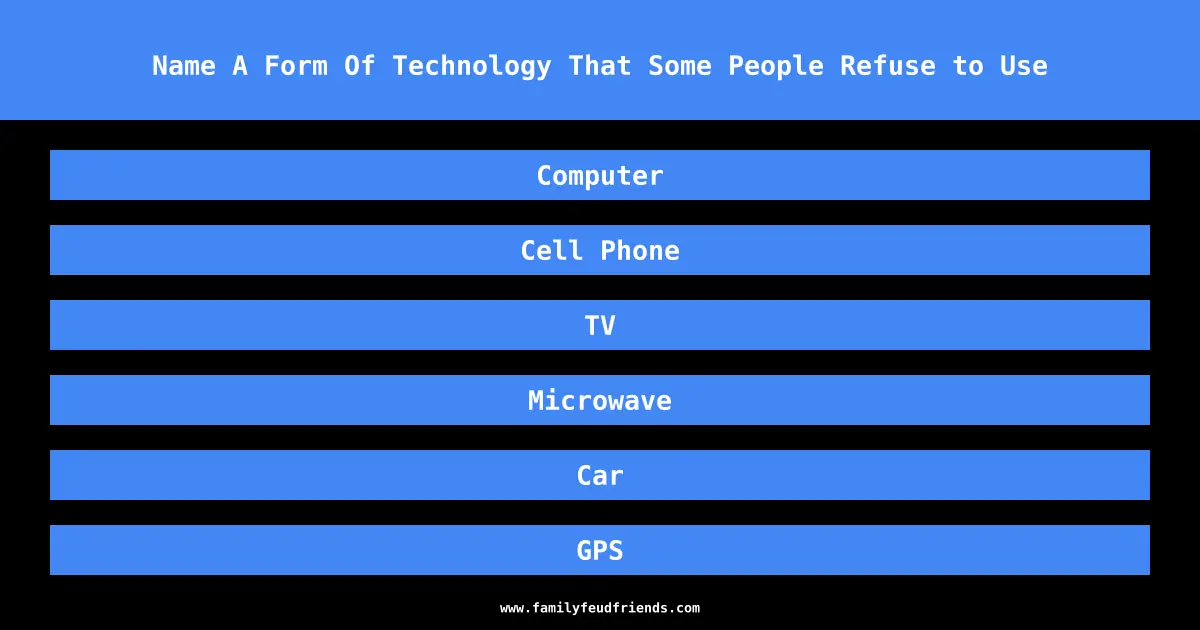 Name A Form Of Technology That Some People Refuse to Use answer