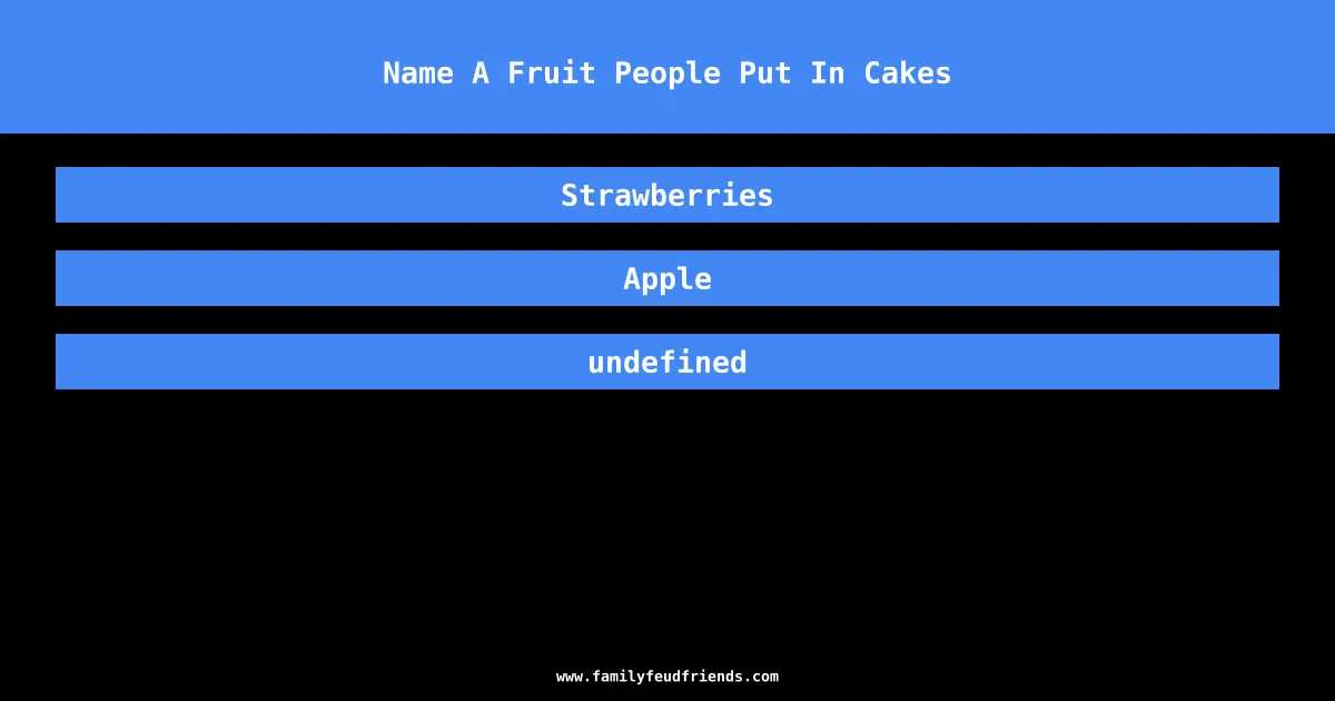Name A Fruit People Put In Cakes answer