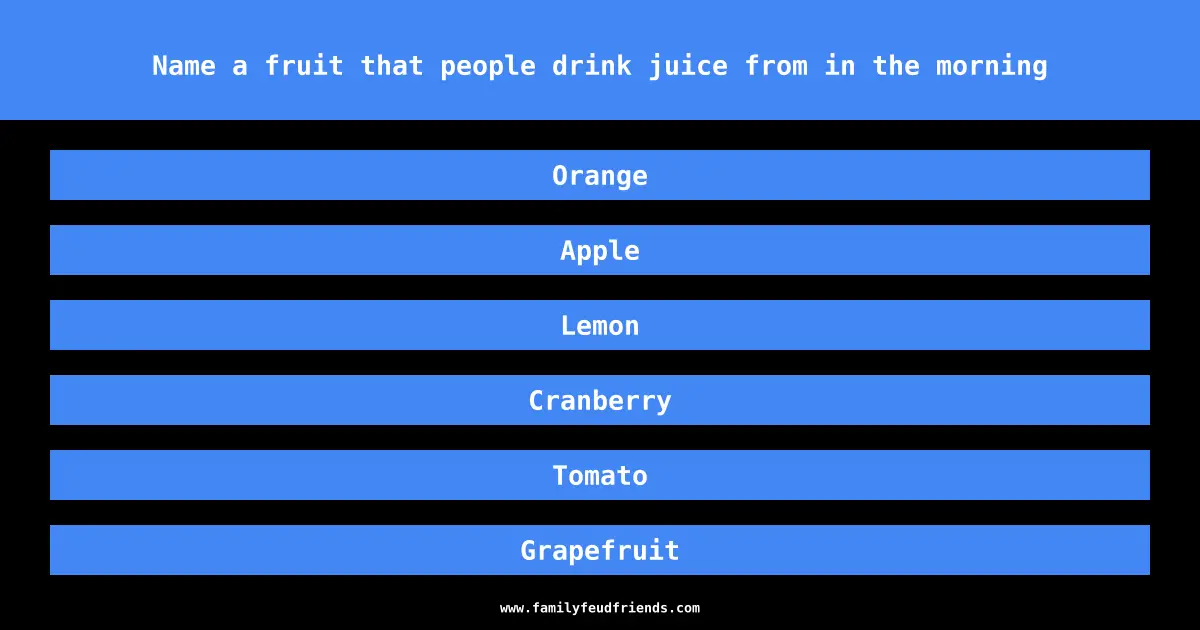 Name a fruit that people drink juice from in the morning answer