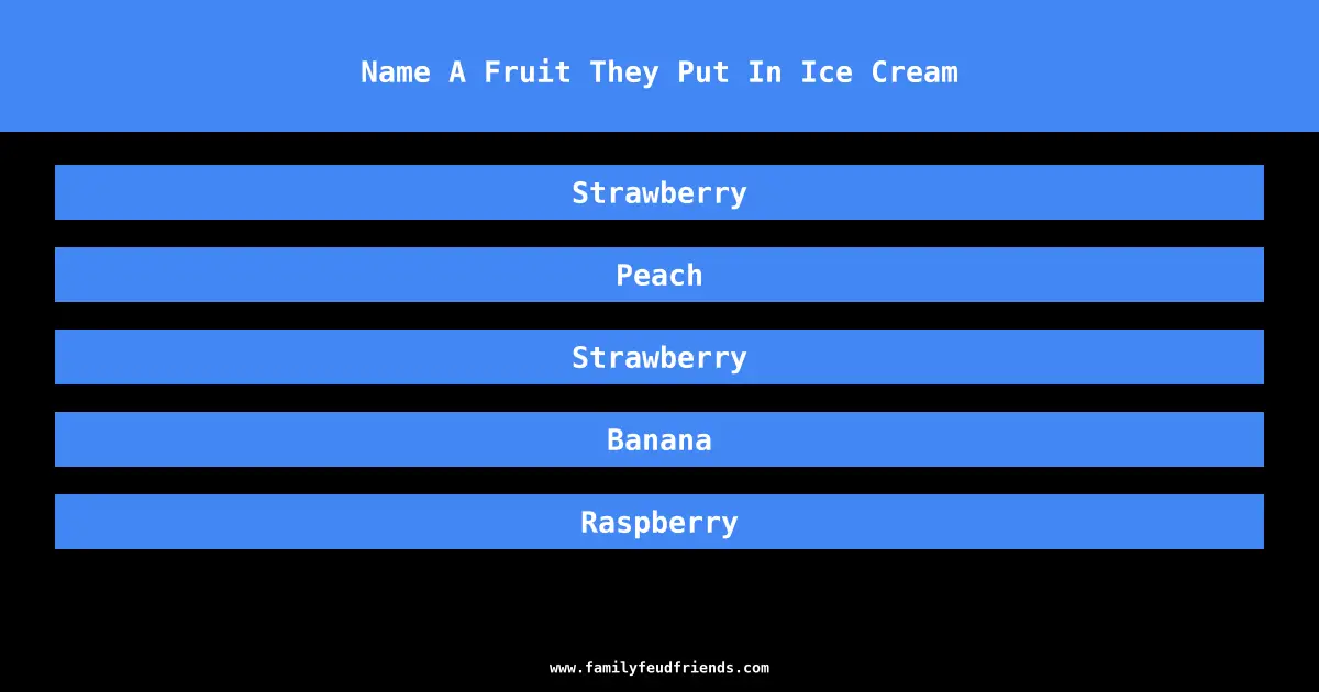 Name A Fruit They Put In Ice Cream answer