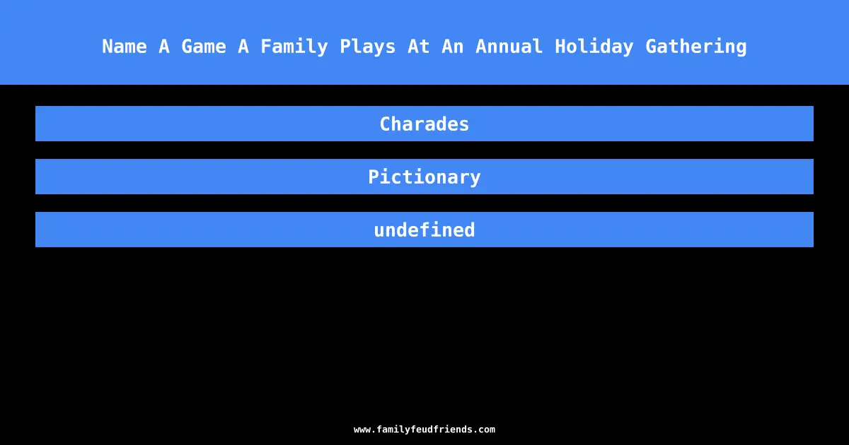 Name A Game A Family Plays At An Annual Holiday Gathering answer