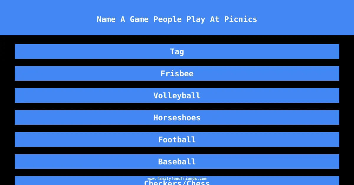 Name A Game People Play At Picnics answer