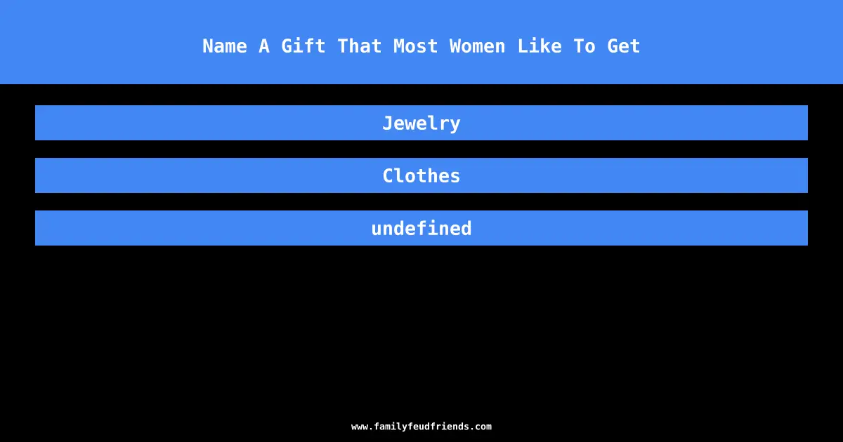 Name A Gift That Most Women Like To Get answer