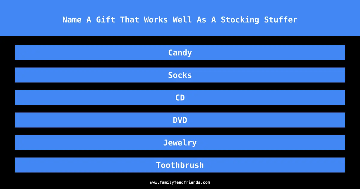 Name A Gift That Works Well As A Stocking Stuffer answer