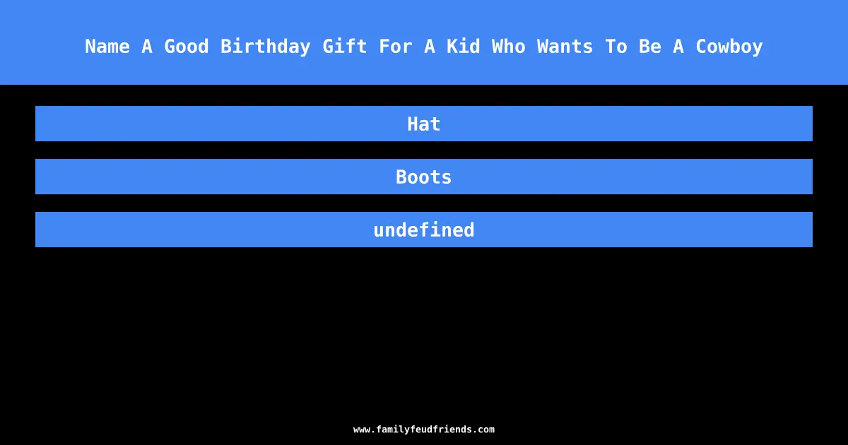 Name A Good Birthday Gift For A Kid Who Wants To Be A Cowboy answer