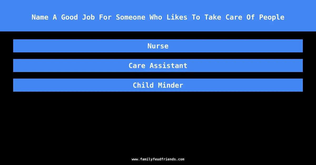 Name A Good Job For Someone Who Likes To Take Care Of People answer
