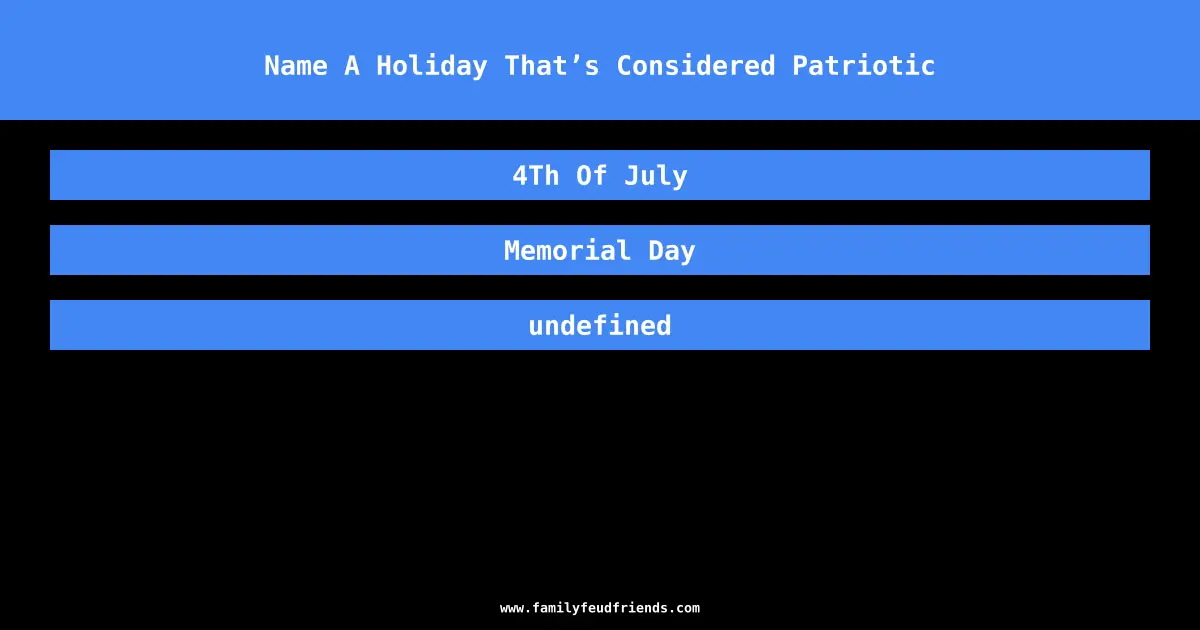 Name A Holiday That’s Considered Patriotic answer
