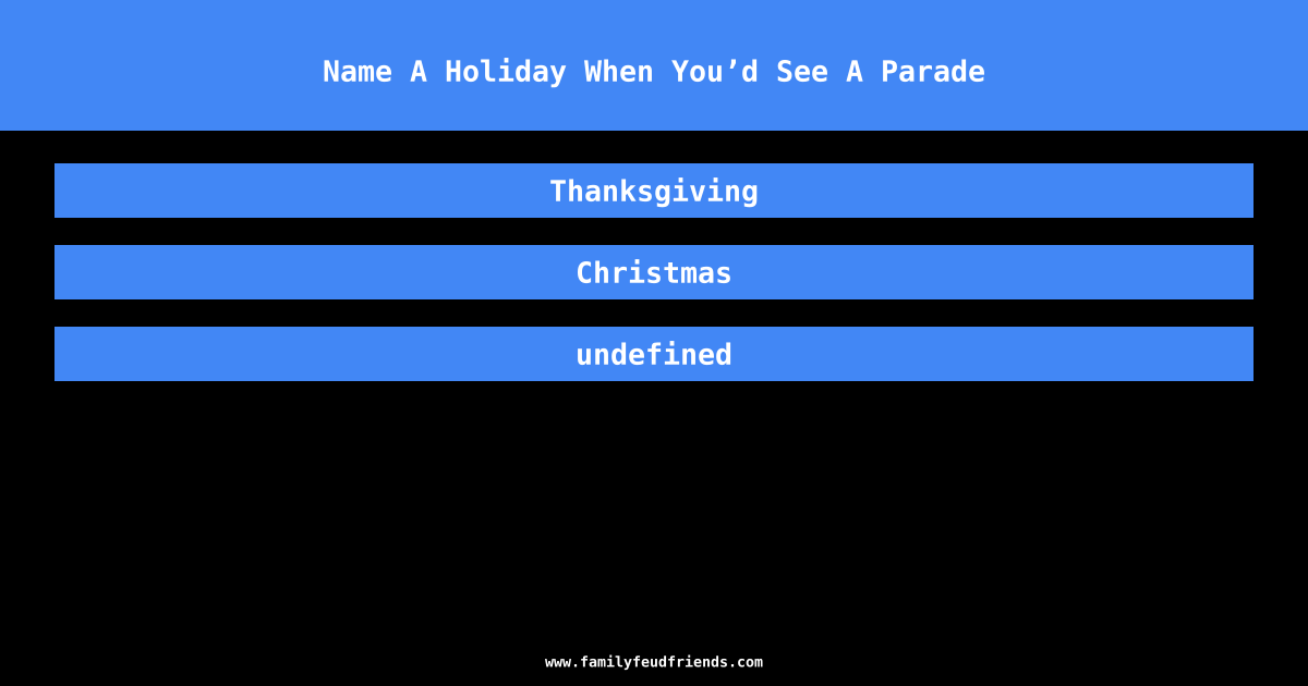 Name A Holiday When You’d See A Parade answer