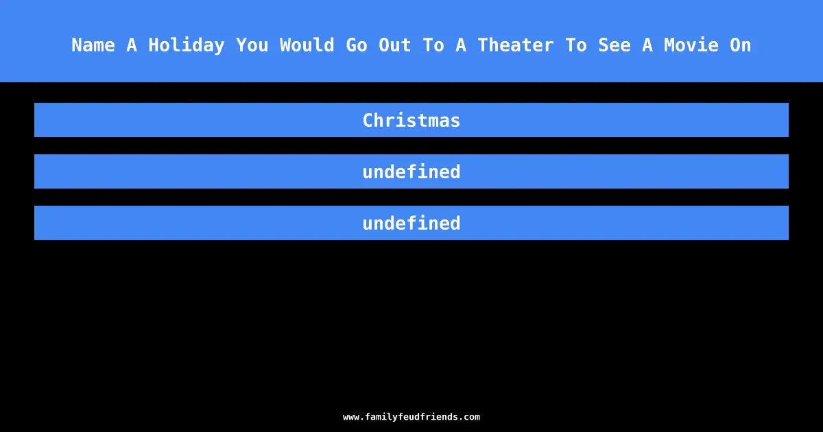 Name A Holiday You Would Go Out To A Theater To See A Movie On answer