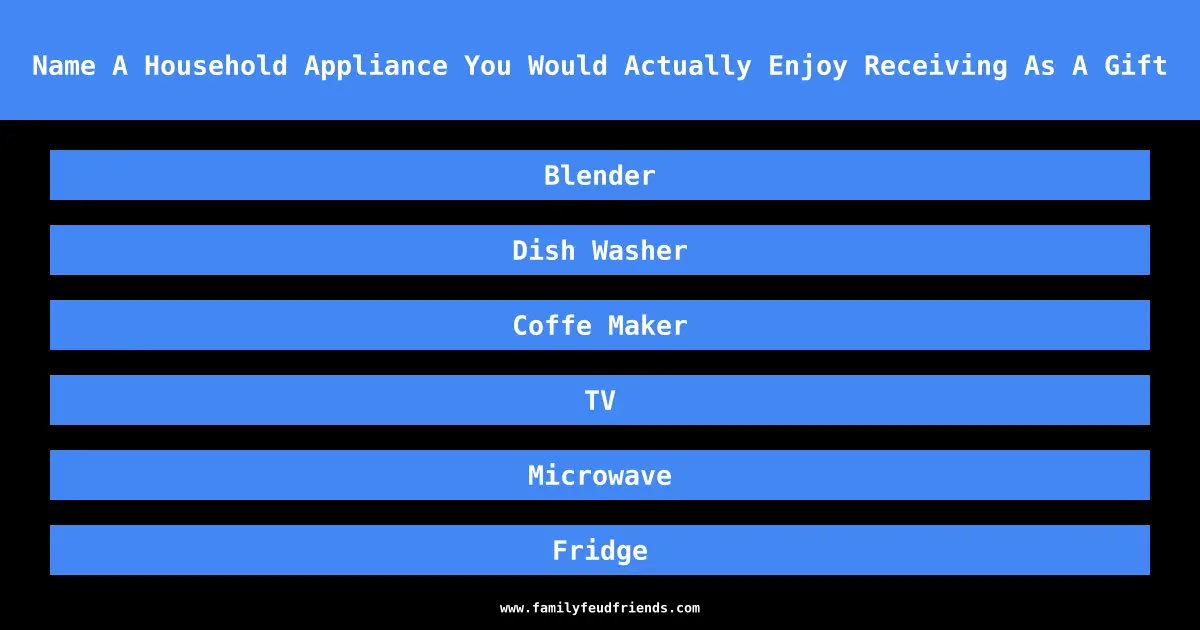 Name A Household Appliance You Would Actually Enjoy Receiving As A Gift answer