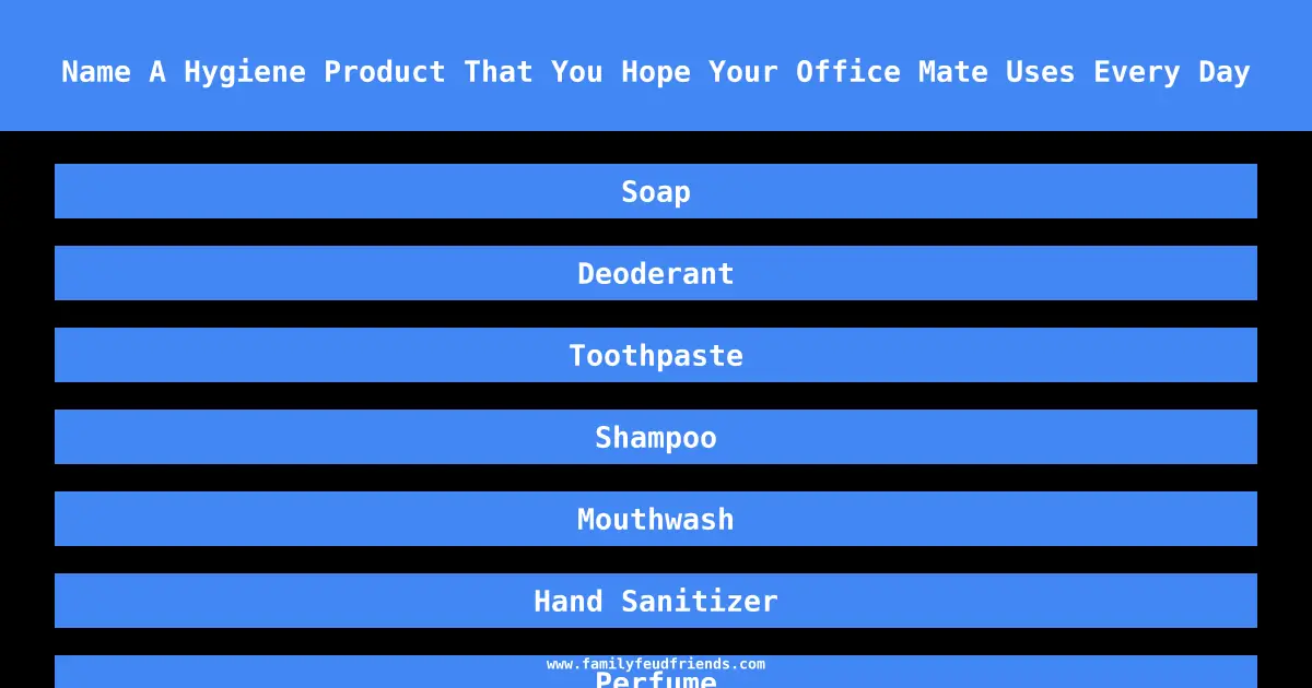 Name A Hygiene Product That You Hope Your Office Mate Uses Every Day answer