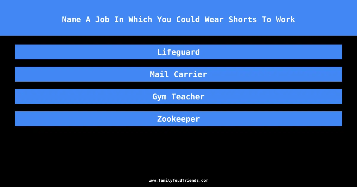 Name A Job In Which You Could Wear Shorts To Work answer