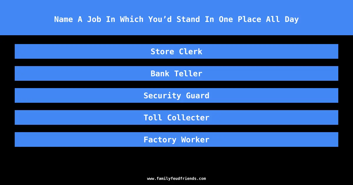 Name A Job In Which You’d Stand In One Place All Day answer