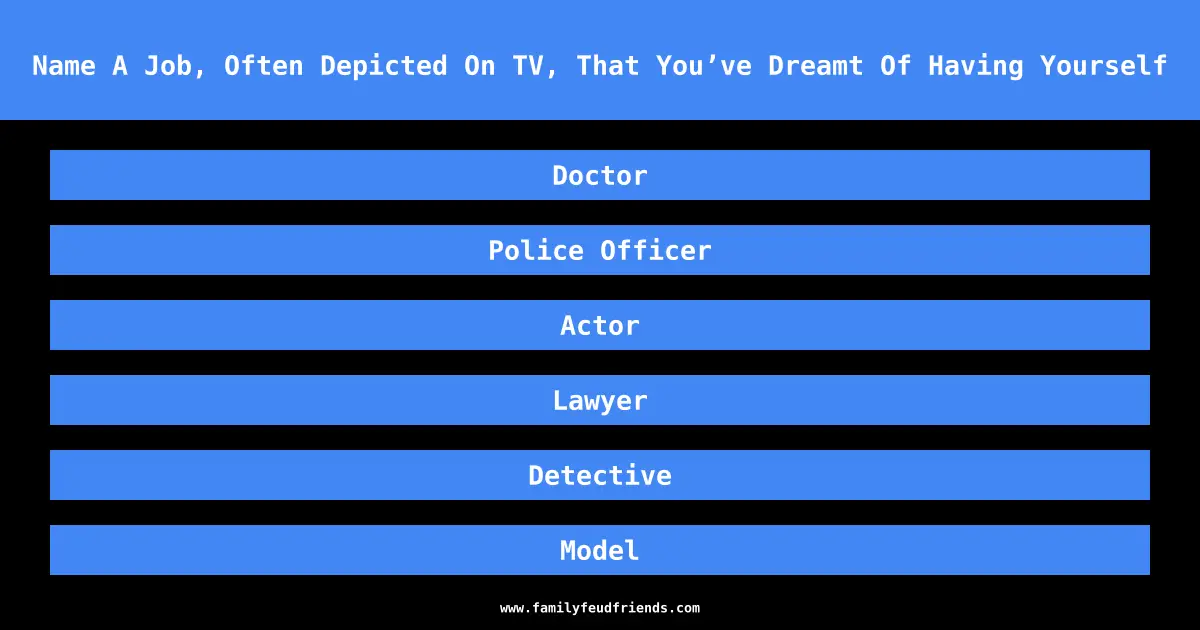 Name A Job, Often Depicted On TV, That You’ve Dreamt Of Having Yourself answer