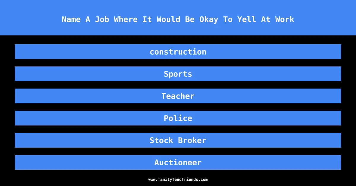 Name A Job Where It Would Be Okay To Yell At Work answer