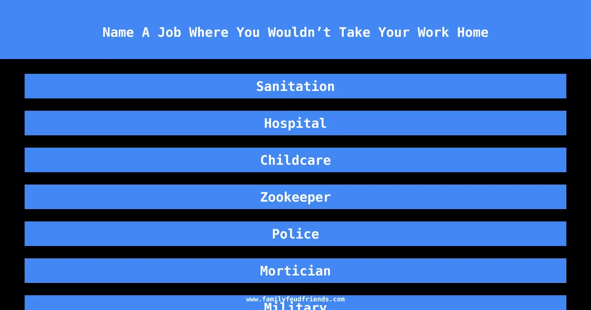 Name A Job Where You Wouldn’t Take Your Work Home answer