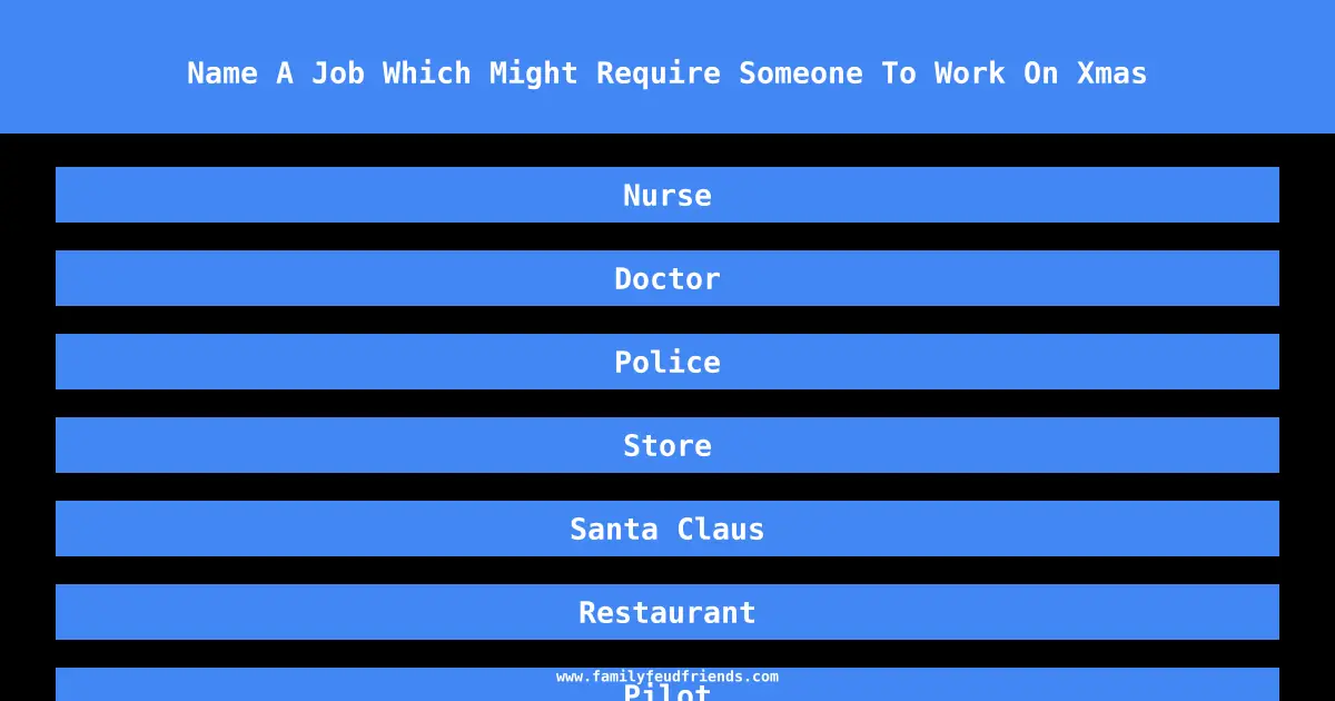 Name A Job Which Might Require Someone To Work On Xmas answer