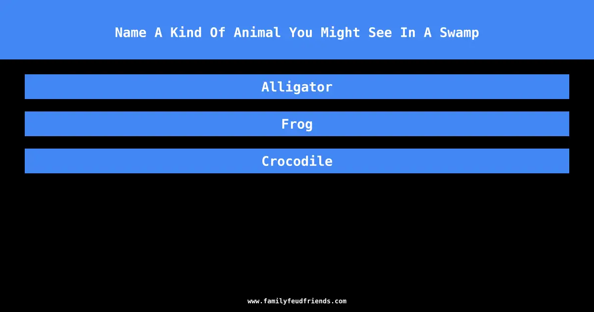 Name A Kind Of Animal You Might See In A Swamp answer