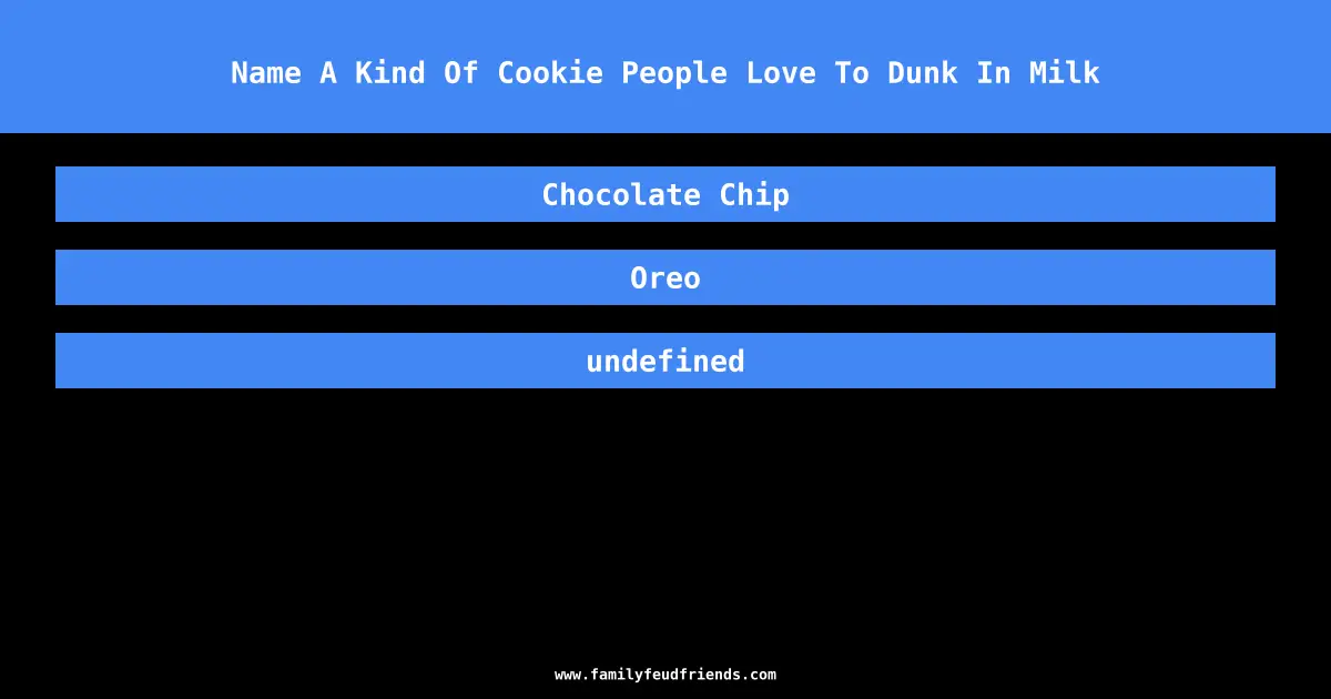 Name A Kind Of Cookie People Love To Dunk In Milk answer