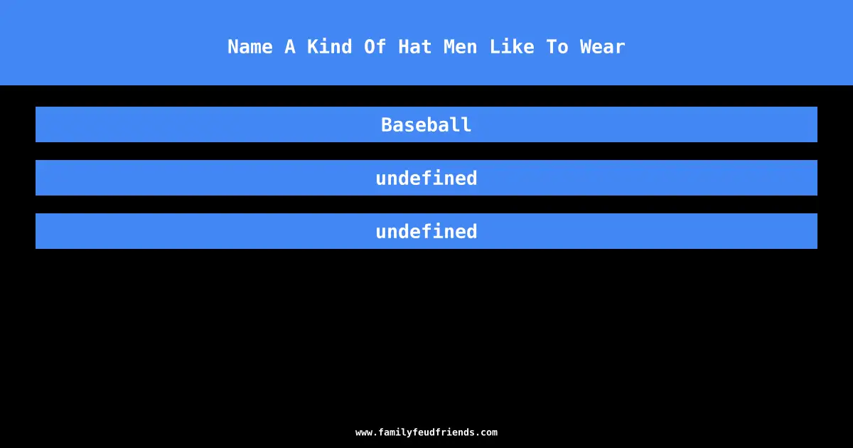 Name A Kind Of Hat Men Like To Wear answer