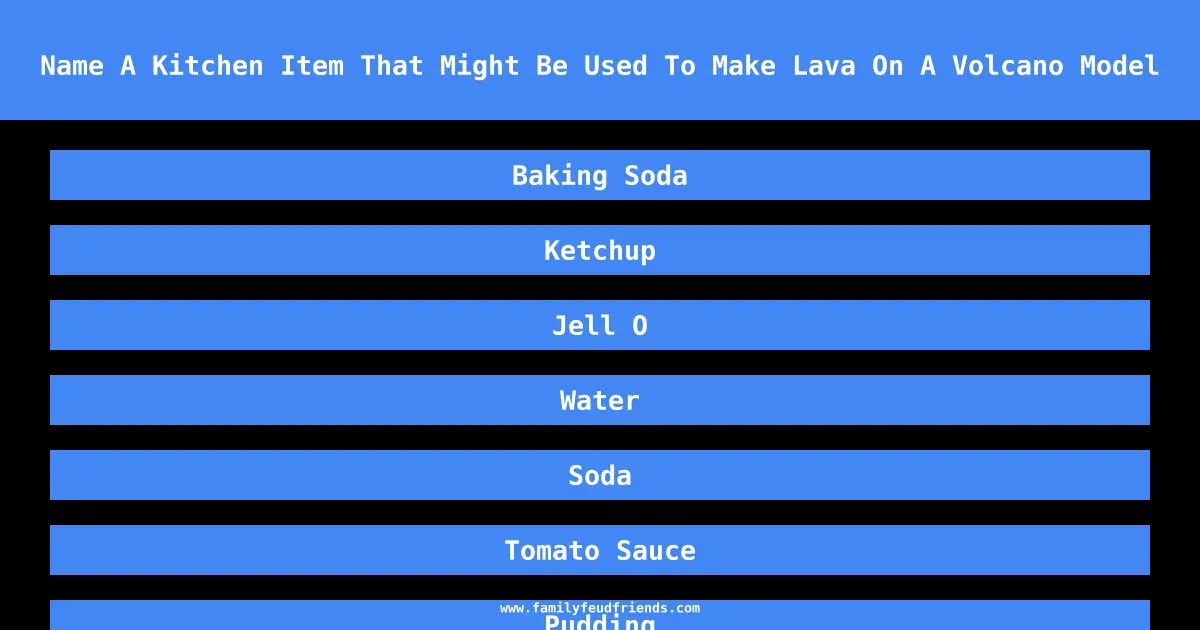 Name A Kitchen Item That Might Be Used To Make Lava On A Volcano Model answer