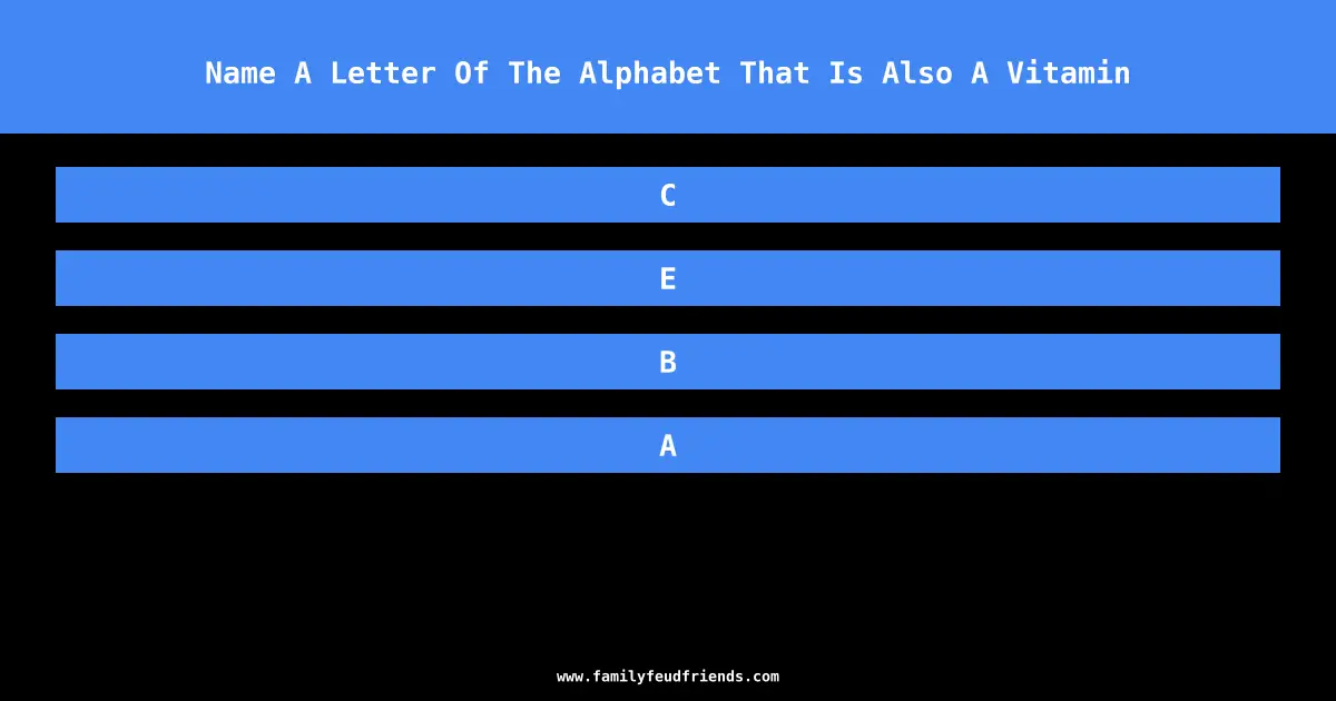 Name A Letter Of The Alphabet That Is Also A Vitamin answer