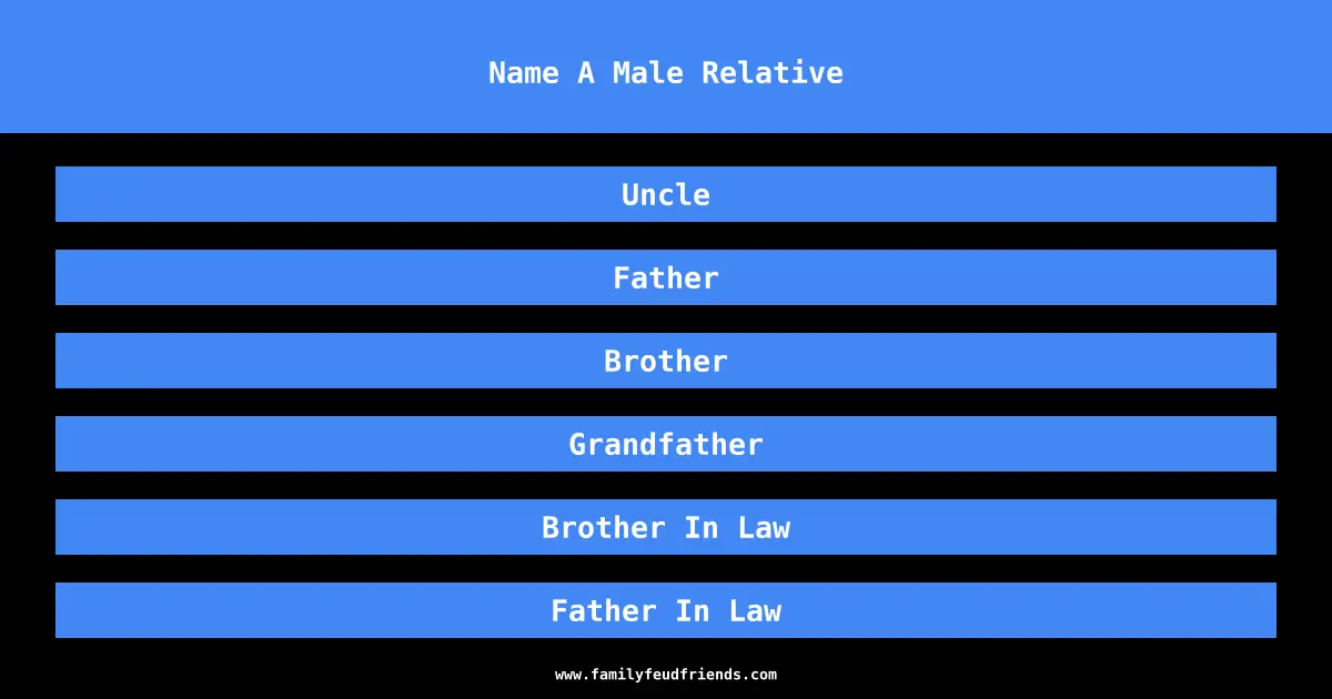 Name A Male Relative answer