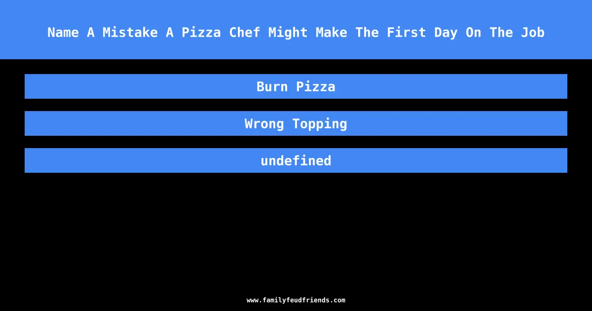 Name A Mistake A Pizza Chef Might Make The First Day On The Job answer