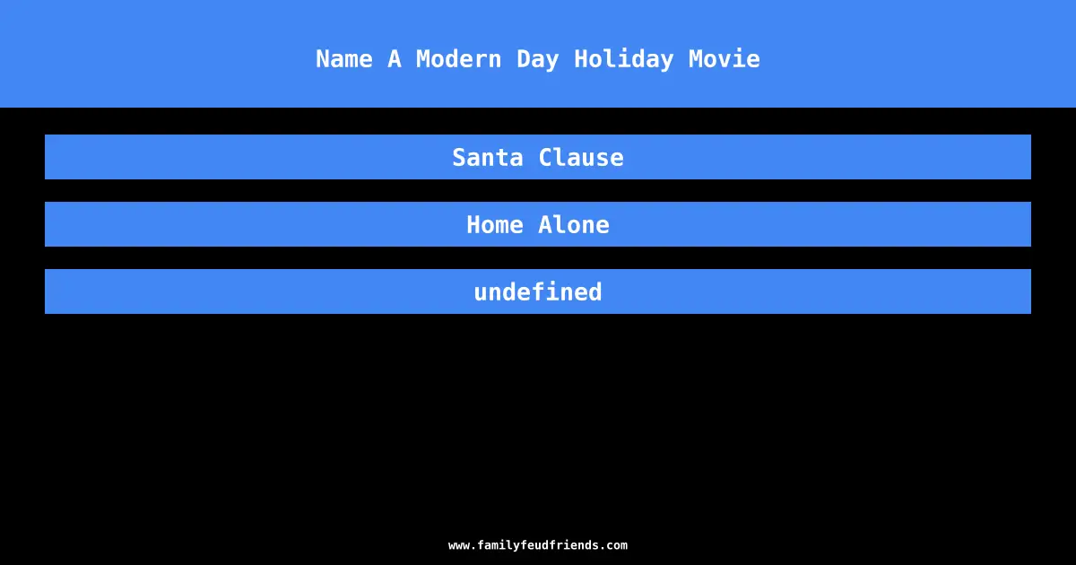Name A Modern Day Holiday Movie answer