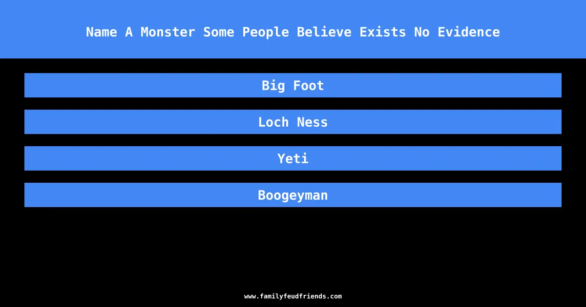 Name A Monster Some People Believe Exists No Evidence answer