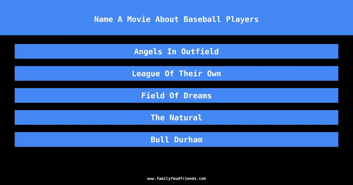 Name A Movie About Baseball Players answer