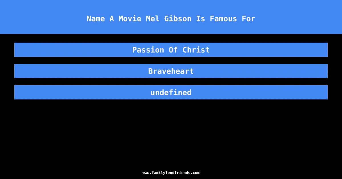 Name A Movie Mel Gibson Is Famous For answer