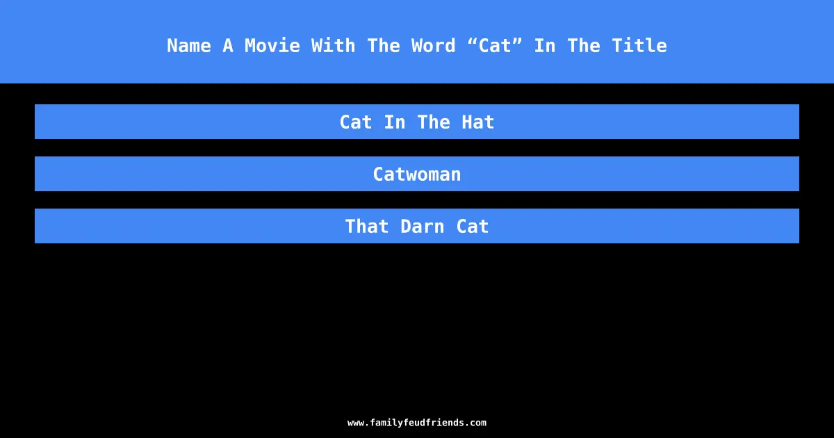 Name A Movie With The Word “Cat” In The Title answer