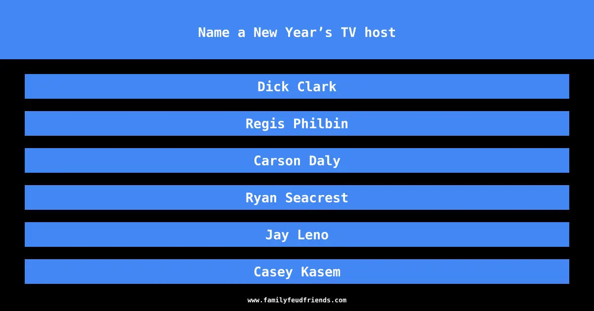 Name a New Year’s TV host answer
