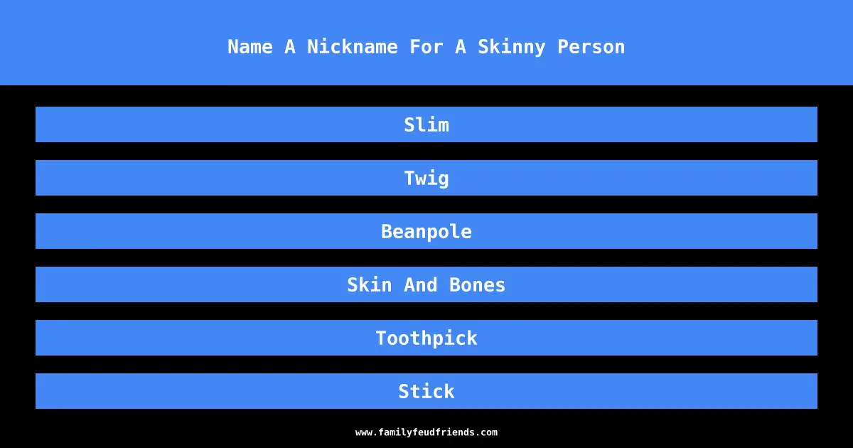 Name A Nickname For A Skinny Person answer
