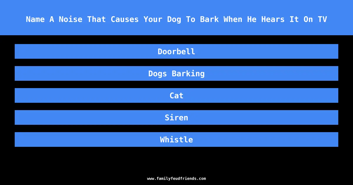 Name A Noise That Causes Your Dog To Bark When He Hears It On TV answer