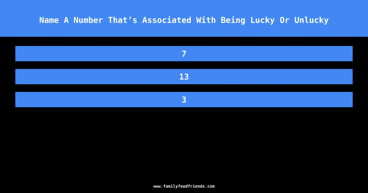Name A Number That’s Associated With Being Lucky Or Unlucky answer