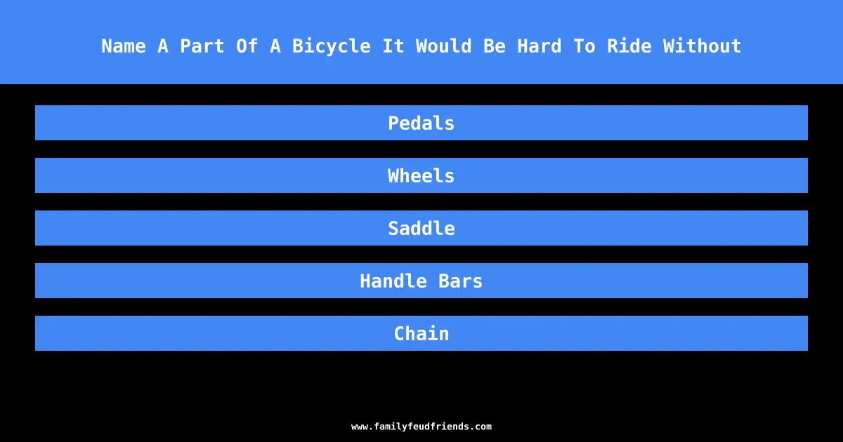 Name A Part Of A Bicycle It Would Be Hard To Ride Without answer