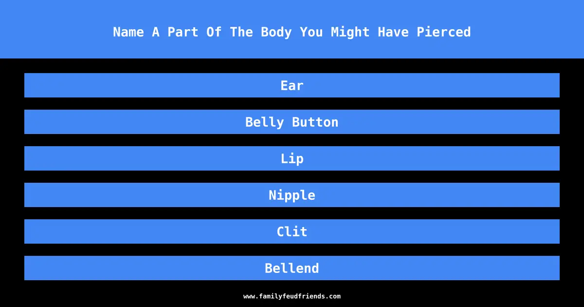 Name A Part Of The Body You Might Have Pierced answer