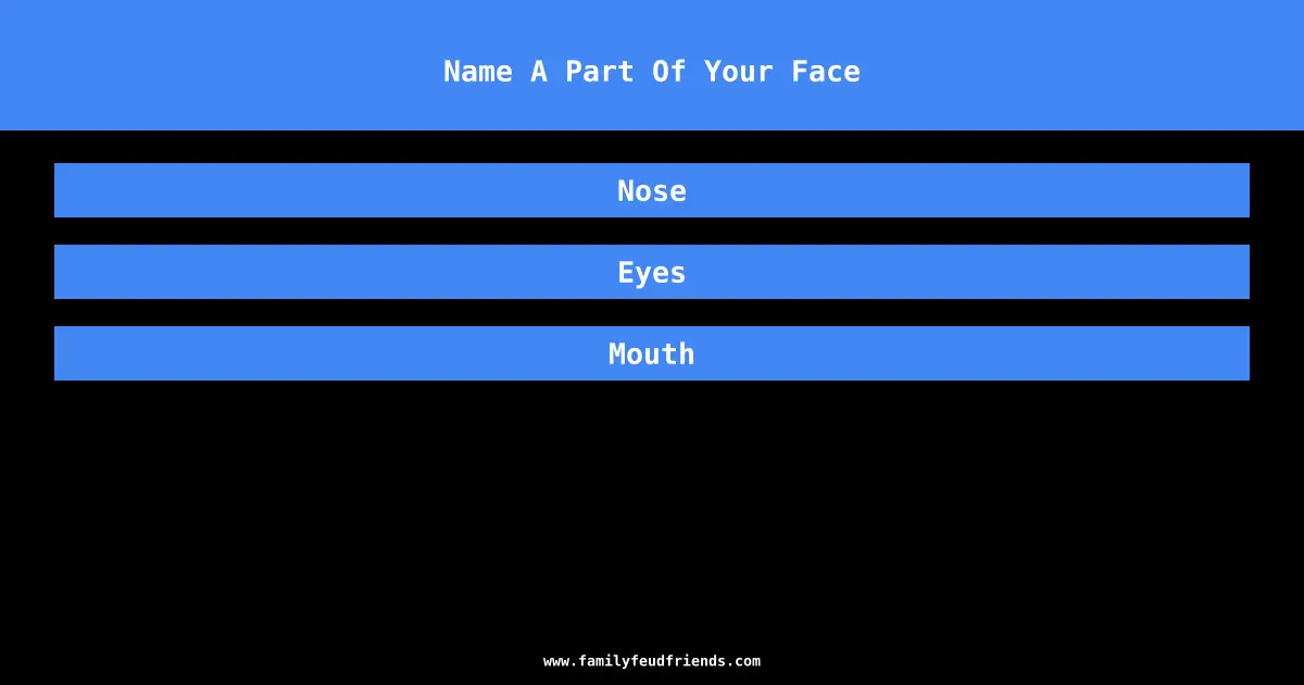 Name A Part Of Your Face answer