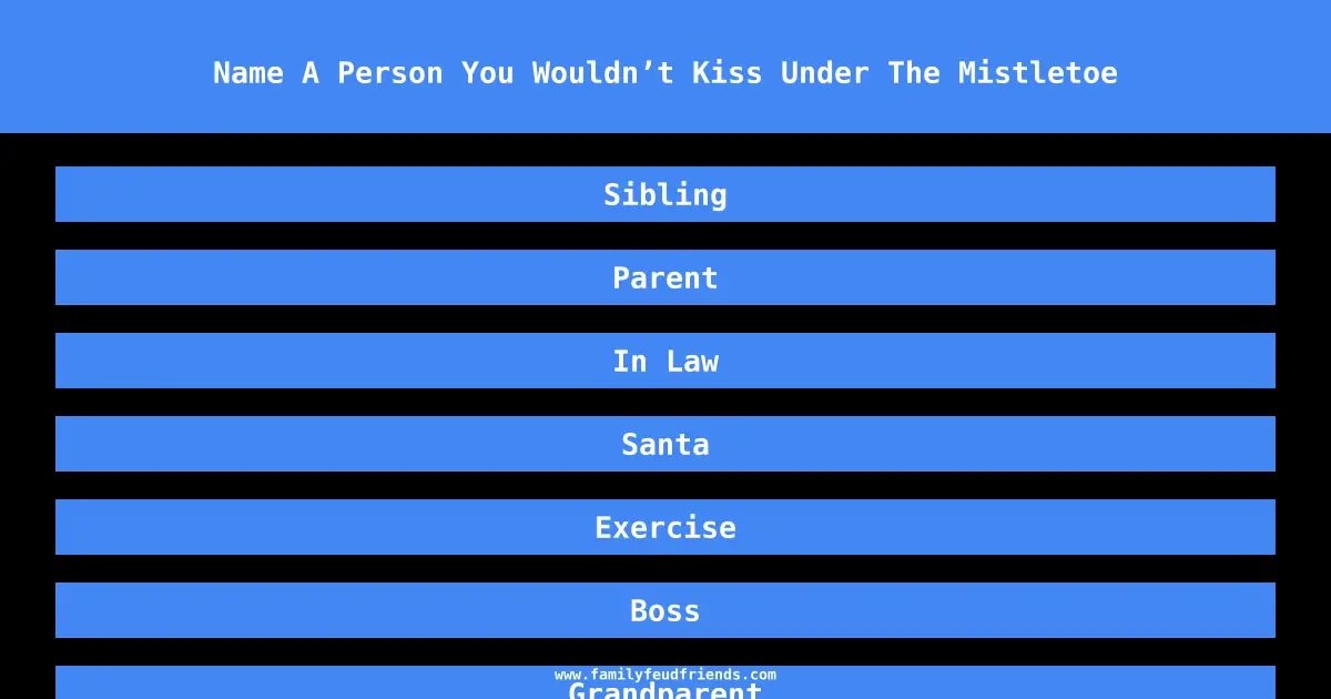 Name A Person You Wouldn’t Kiss Under The Mistletoe answer