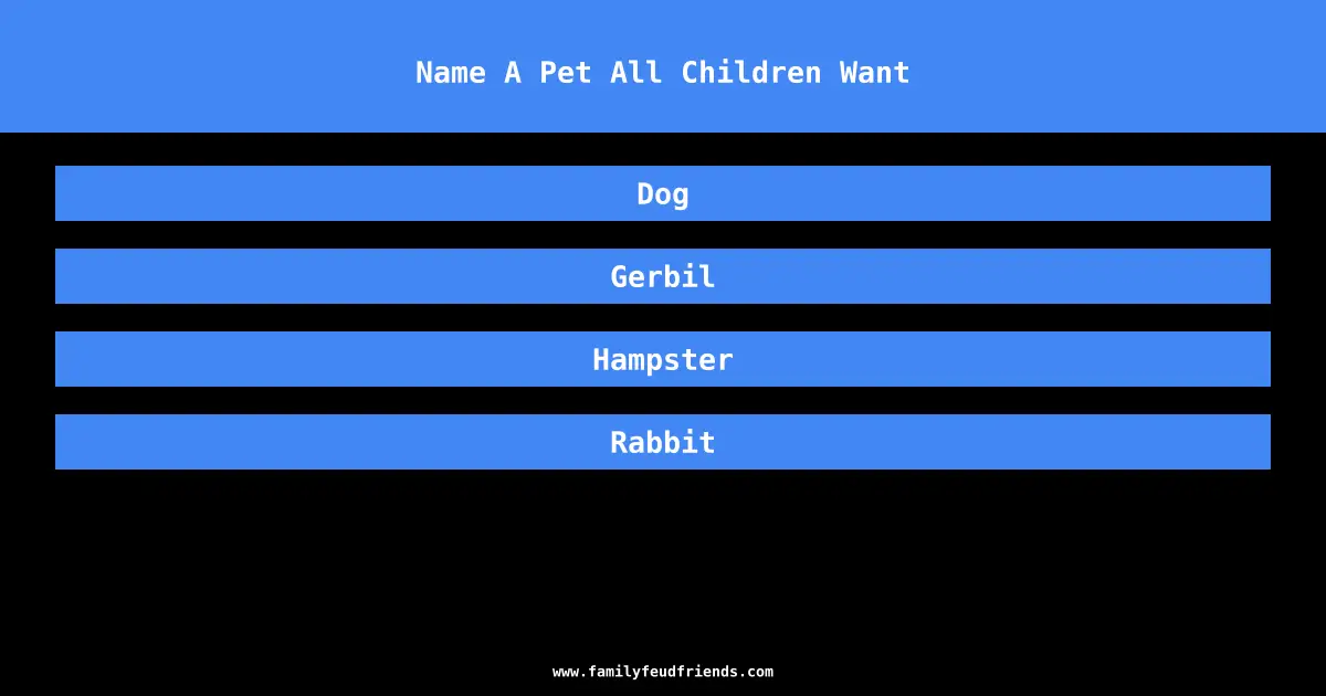 Name A Pet All Children Want answer
