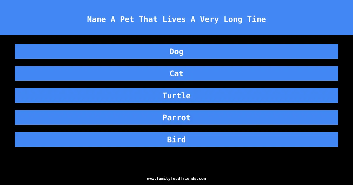 Name A Pet That Lives A Very Long Time answer