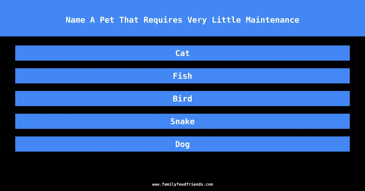 Name A Pet That Requires Very Little Maintenance answer